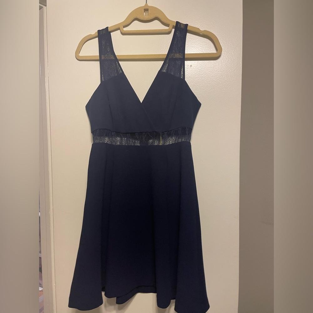 NWT Bcbg navy mini dress with lace cutout